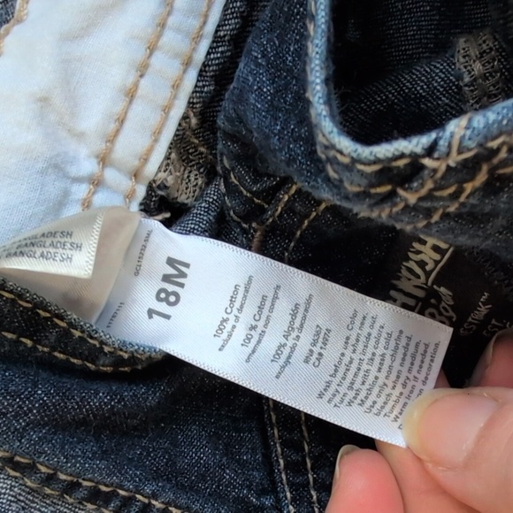 oshkosh b'gosh vestbak classic cotton dark wash denim shortalls 18 months baby - Picture 5 of 8